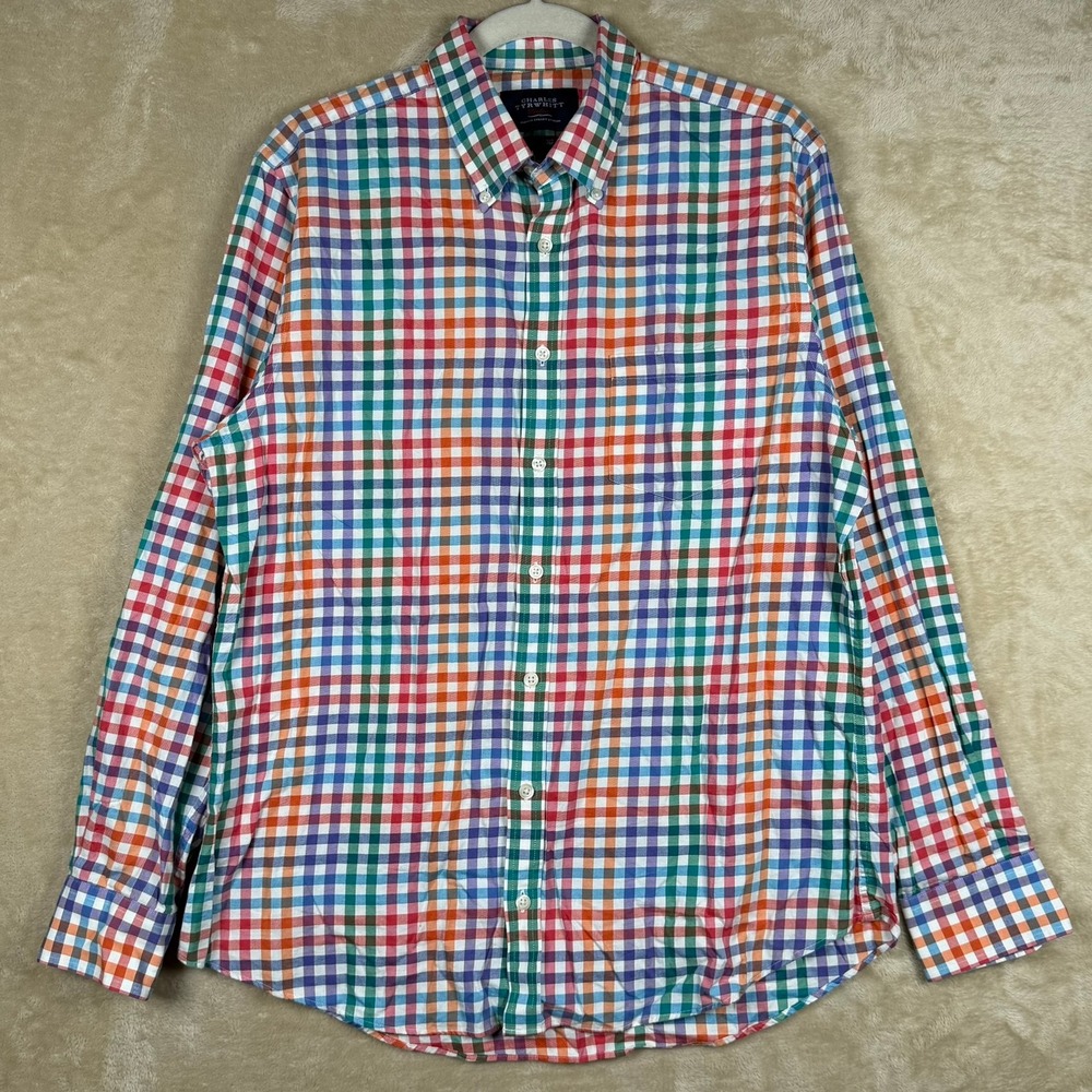 Charles Tyrwhitt Mens M Slim Fit Pastel Gingham Check Shirt Multi Color Cotton